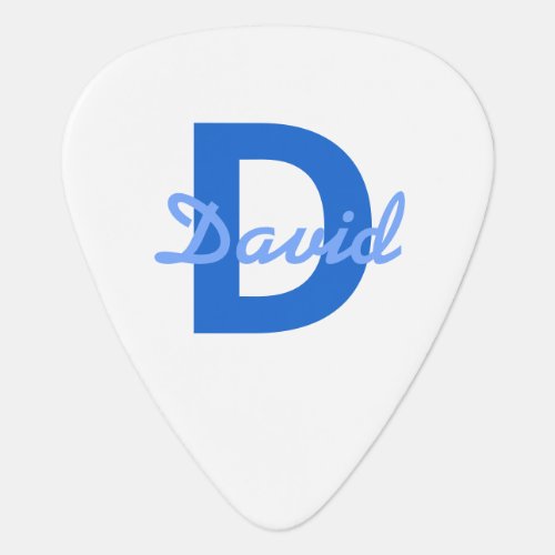 Dark  Light Blue White Editable Name Monogram Guitar Pick