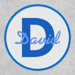 Dark & Light Blue White Editable Name Monogram Patch