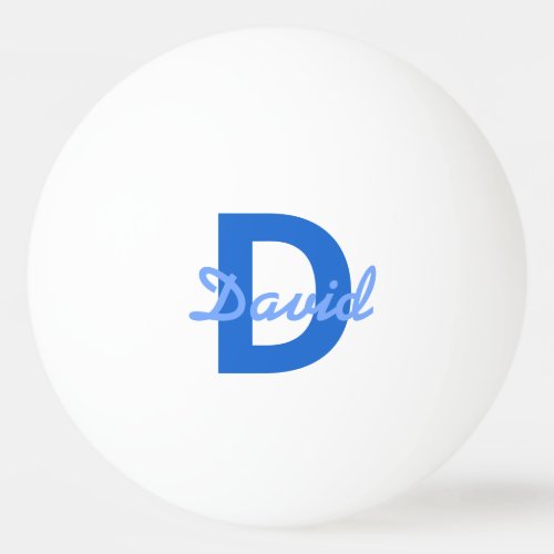 Dark  Light Blue White Editable Name Monogram Ping Pong Ball