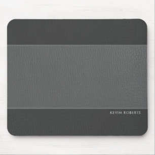 Dark & Light-Gray Faux Leather Mouse Pad
