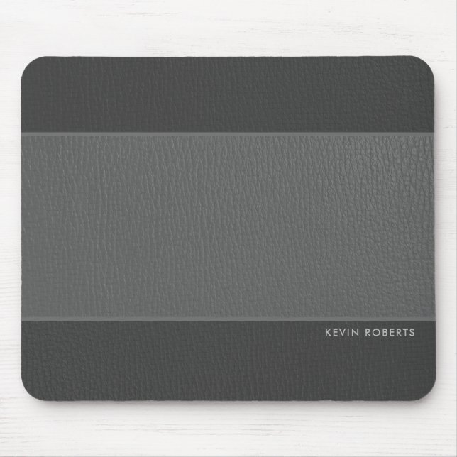 Dark & Light-Gray Faux Leather Mouse Pad (Front)