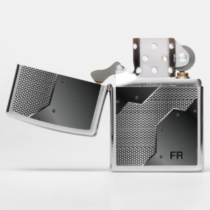 Dark & Light Gray Metallic Geometric Design Zippo Lighter