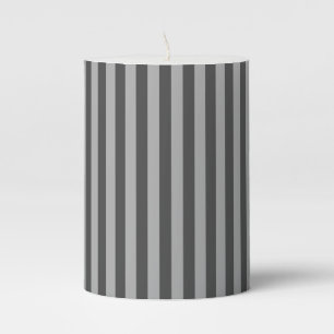 Dark Light Gray Vertical Lines Delicate Geometric Pillar Candle