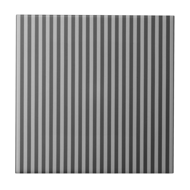 Dark Light Gray Vertical Lines Geometric Stripes Ceramic Tile (Front)