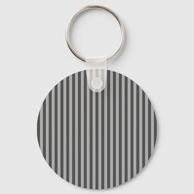 Dark Light Gray Vertical Lines Geometric Stripes Keychain (Front)