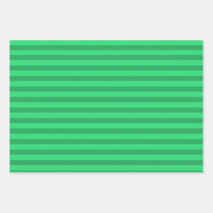 Dark & Light Green Stripes Modern Christmas Wrapping Paper Sheets