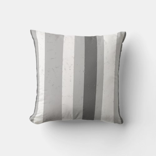 Dark Light Grey White Random Distressed Stripes Throw Pillow