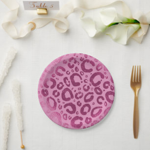 Dark & Light Pink Glam Leopard Print Party Paper Plates