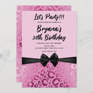 Dark & Light Pink Glam Leopard Print Sweet 16 Invitation