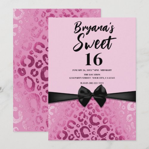 Dark & Light Pink Glam Leopard Print Sweet 16