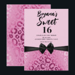 Dark & Light Pink Glam Leopard Print Sweet 16 Invitation<br><div class="desc">Customize for your event</div>