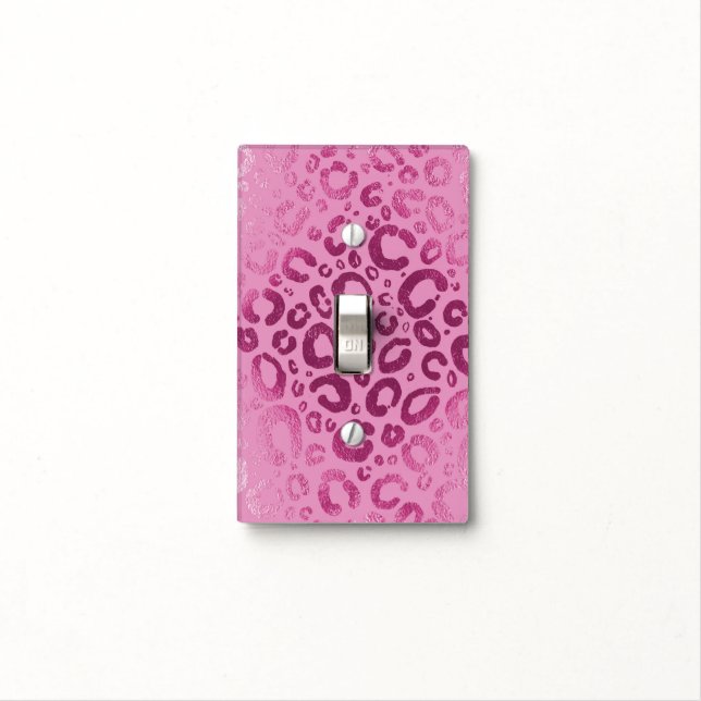 Dark & Light Pink Glam Leopard Print Switch Cover (In Situ)