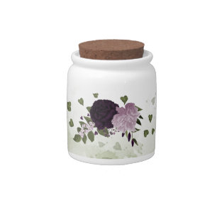 dark & light purple flowers greenery  candy jar