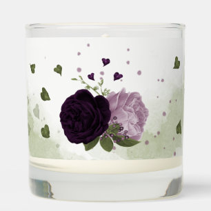 dark & light purple flowers greenery wedding scented candle