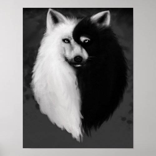 Dark_Light Yin Yang wolf Poster