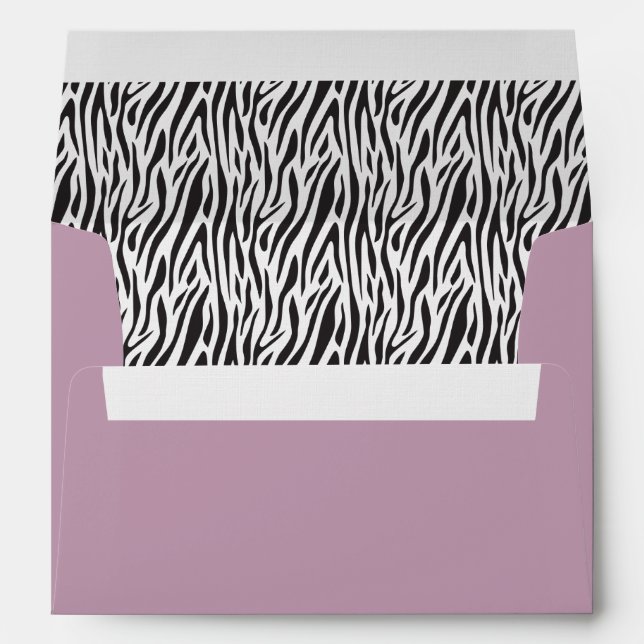 Dark Lilac Zebra Print Sender and Return Address Envelope (Back (Bottom))