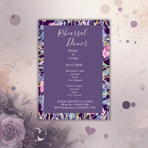 dark lilas colorful wildflower  greenery rehearsal invitation
