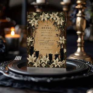 Dark Lilies and Coffins Halloween Night Invitation