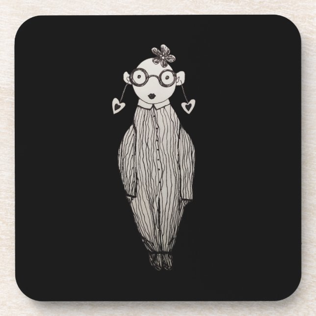 Dark lipstick and wearing glasses  beverage coaster (Front)