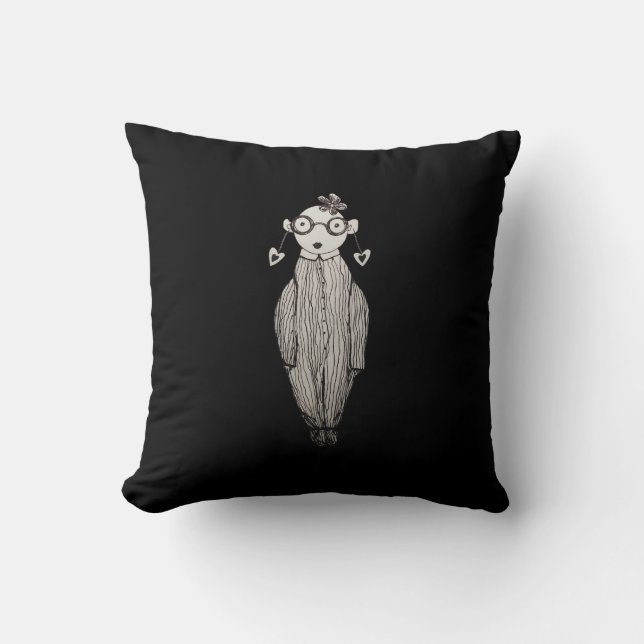 Dark lipstick and wearing glasses throw pillow (Front)