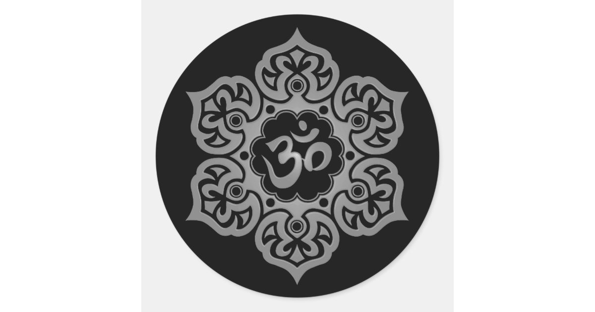 Dark Lotus Flower Om Classic Round Sticker | Zazzle