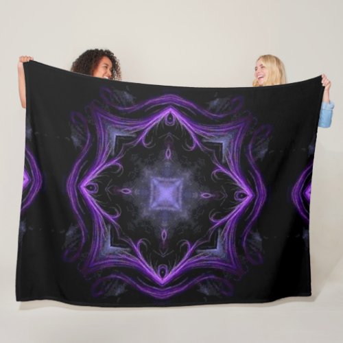 Dark Lotus Shaman Mandala Plush Fleece Blanket