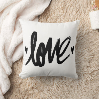 Dark Love Handwritten Typography Pillow with Cute