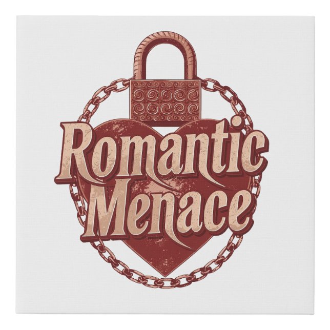 Dark Love Quote with Chains and Heart Faux Canvas Print (Front)