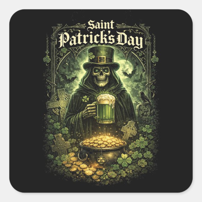 Dark Luck of Saint Patrick Square Sticker (Front)