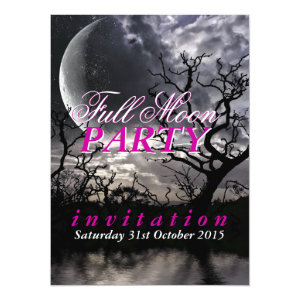 Dark Lunar Full Moon Party Invitations