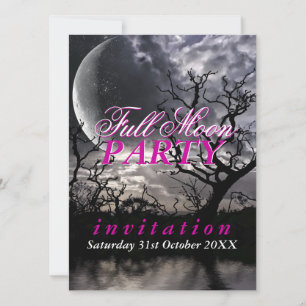 Dark Lunar Full Moon Party Invitations