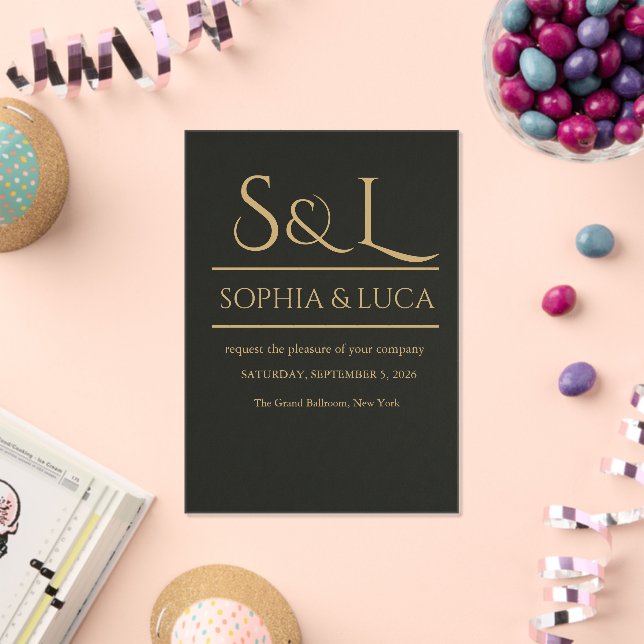 Dark Luxe Monogram Acrylic Wedding Invitation  (Insitu (Celebration))