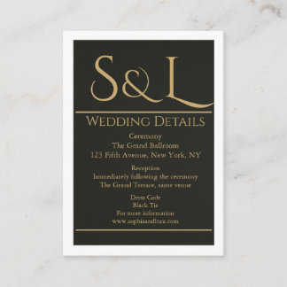 Dark Luxe Monogram Wedding Details Card
