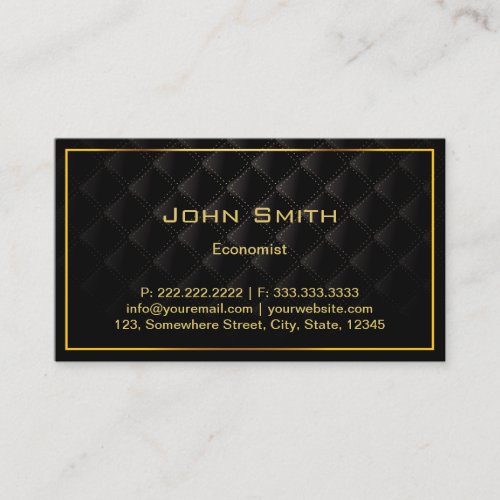 Dark Luxury Gold Border Economist Business Card