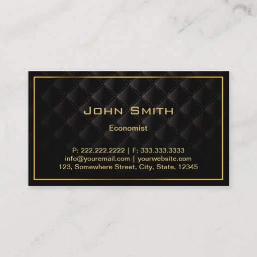 Customizable Dark Luxury Gold Border Economist Business Card