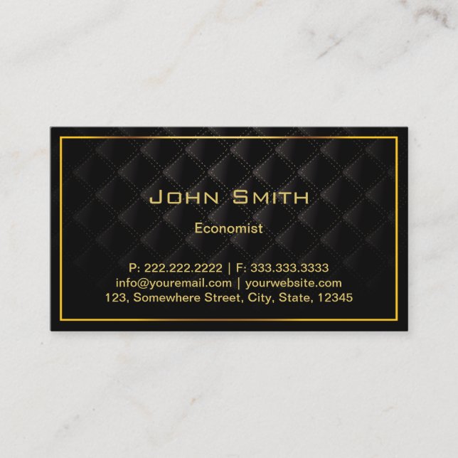 Dark Luxury Gold Border Economist Business Card (Front)