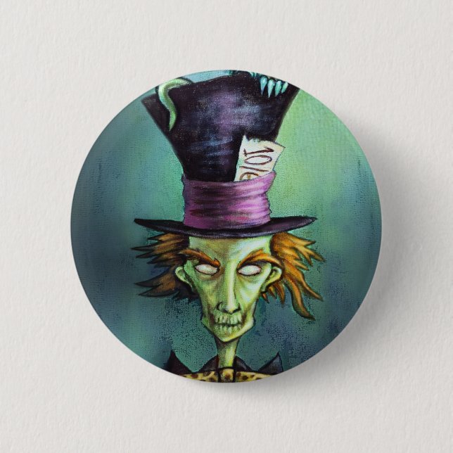 Dark Mad Hatter from Alice in Wonderland Pinback Button (Front)