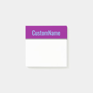 Dark Magenta Background + Light Sky Blue Name Post-it Notes
