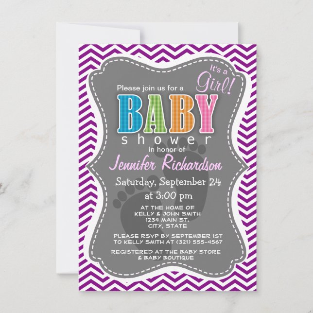 Dark Magenta Chevron Invitation (Front)