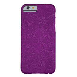 Dark Magenta Embossed Floral Design Suede Look Barely There iPhone 6 Case