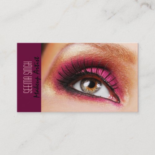 Dark Magenta eyes makeup artist Business Card Template