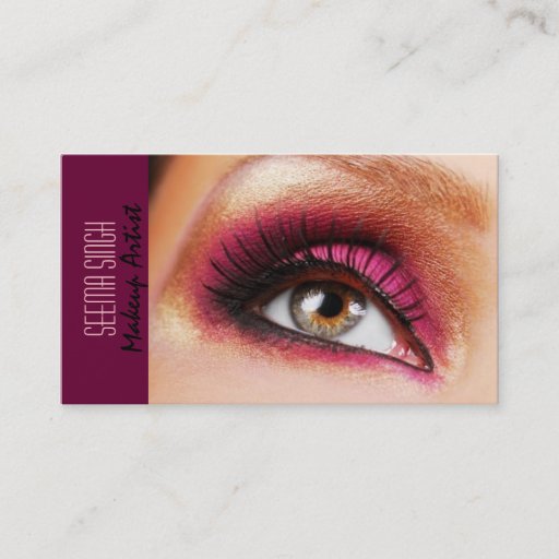 Customizable Dark Magenta eyes makeup artist Business Card Template