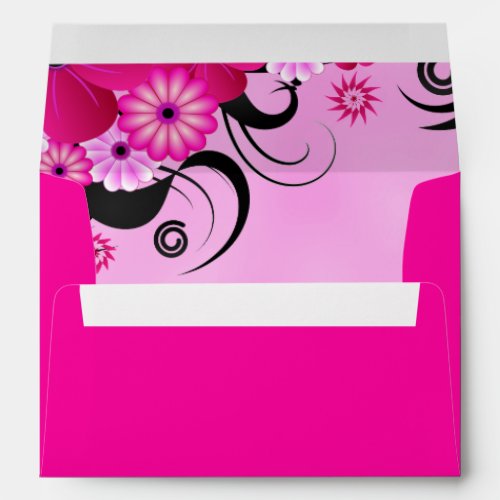 Dark Magenta Fuchsia Floral Wedding Envelopes