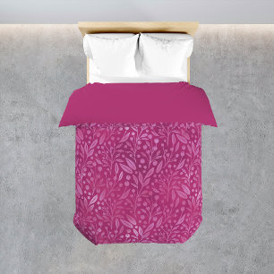 Dark Magenta Pink Floral Pattern Bedroom Bed Duvet Cover