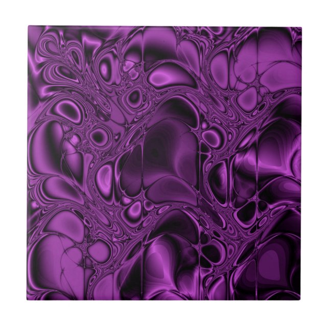 Dark Magenta Purple Abstract Marbled Texture Ceramic Tile (Front)