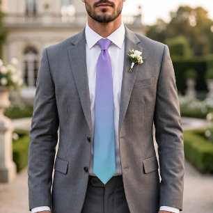 Dark Magenta Purple and Light Aqua Cyan Gradient Neck Tie