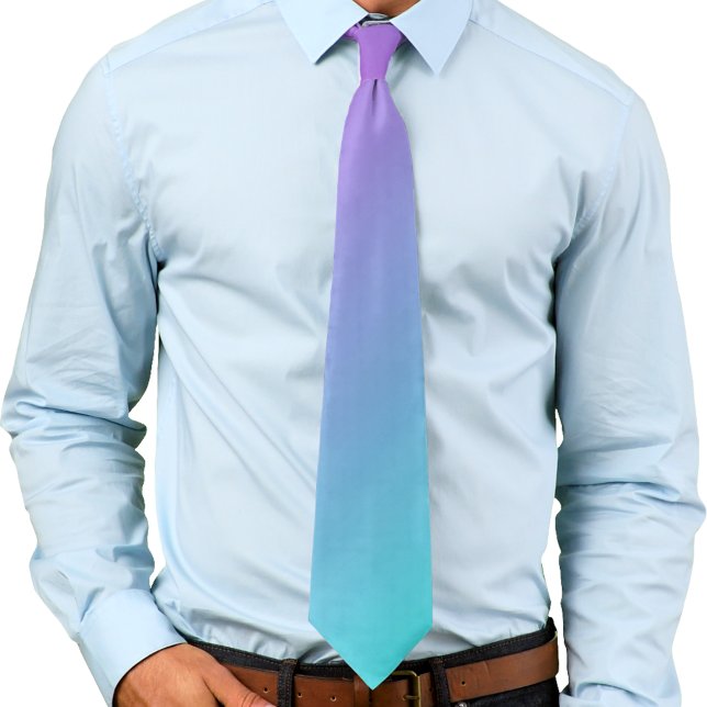Dark Magenta Purple and Light Aqua Cyan Gradient Neck Tie (Creator Uploaded)
