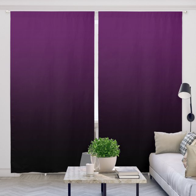 Dark Magenta to Black Gradient Blackout Curtains (Living Room)