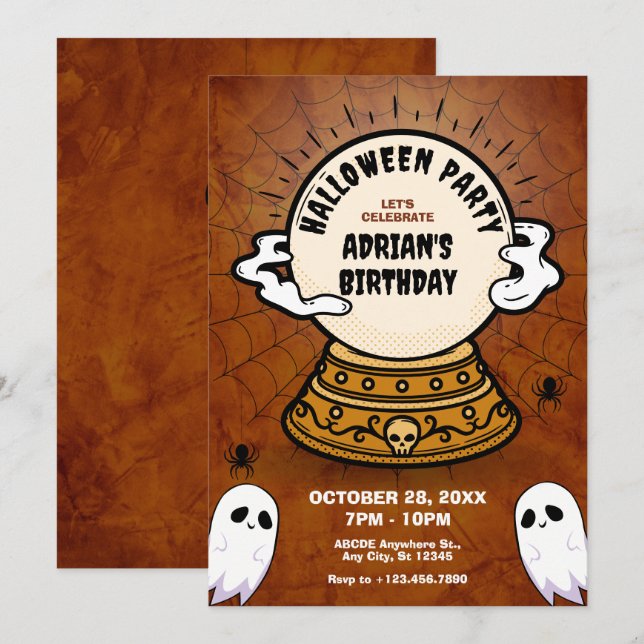 Dark magical fortune ball halloween birthday  invitation (Front/Back)