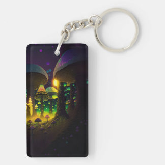 Dark Magical Luminous Mushrooms Acrylic Keychain